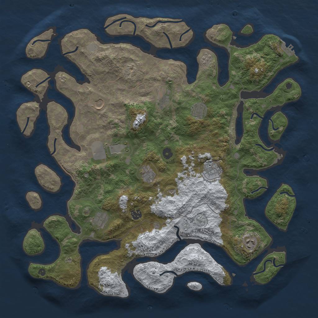 Rust Map: Procedural Map, Size: 4500, Seed: 3495636, 18 Monuments