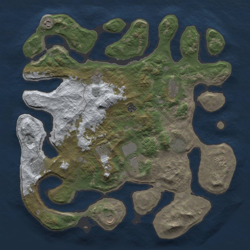 Rust Map: Barren, Size: 4500, Seed: 1076174, 14 Monuments