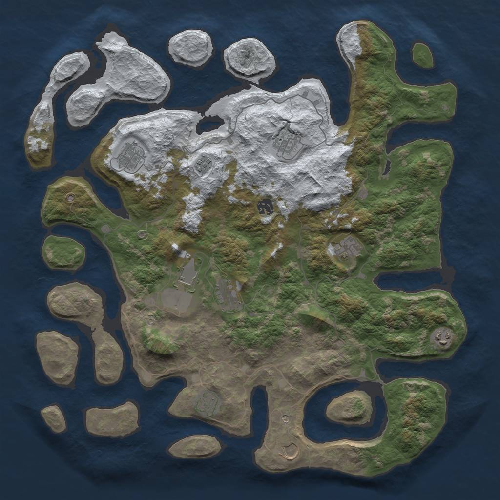 Rust Map: Barren, Size: 4500, Seed: 70249, 13 Monuments