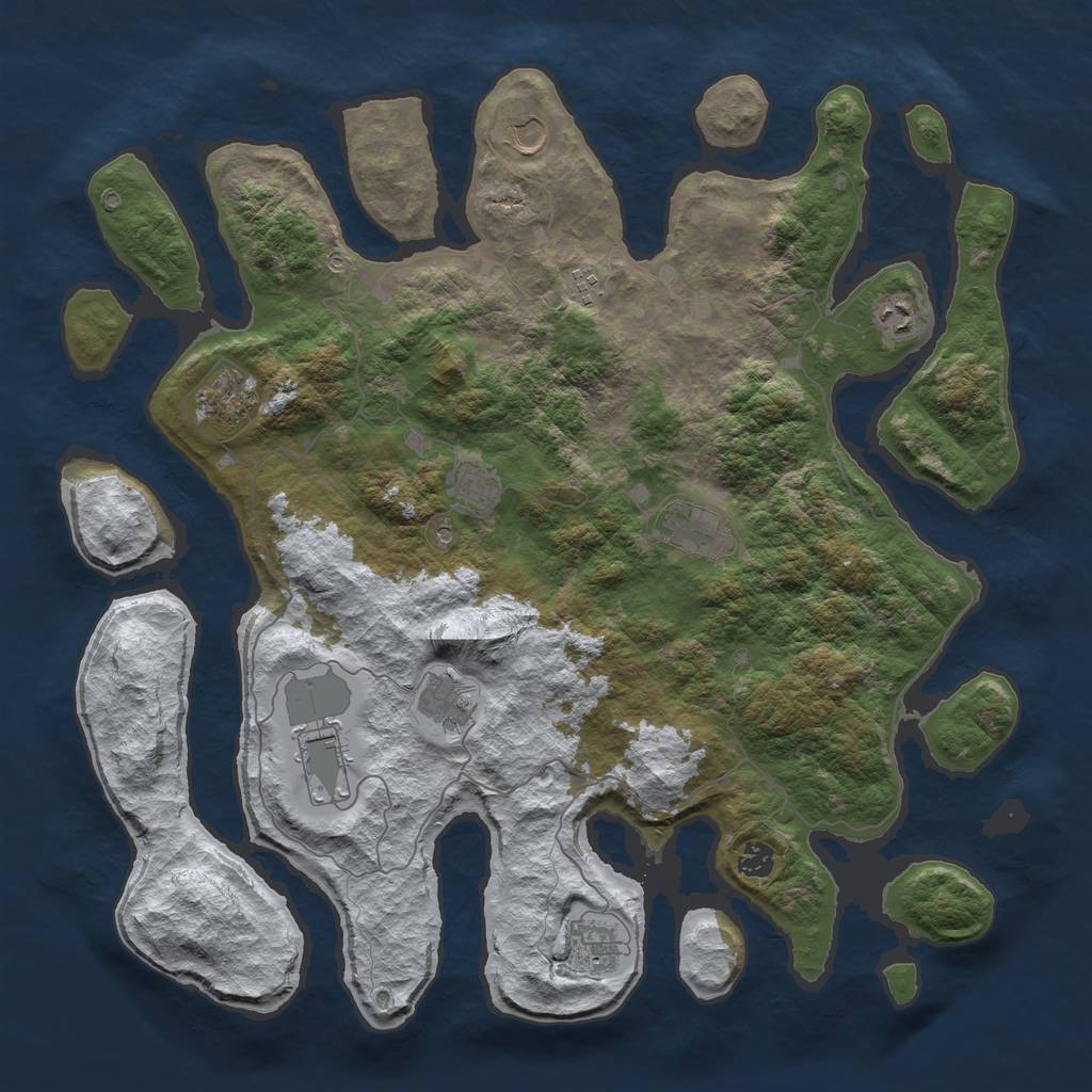 Rust Map: Barren, Size: 4500, Seed: 2531315, 13 Monuments