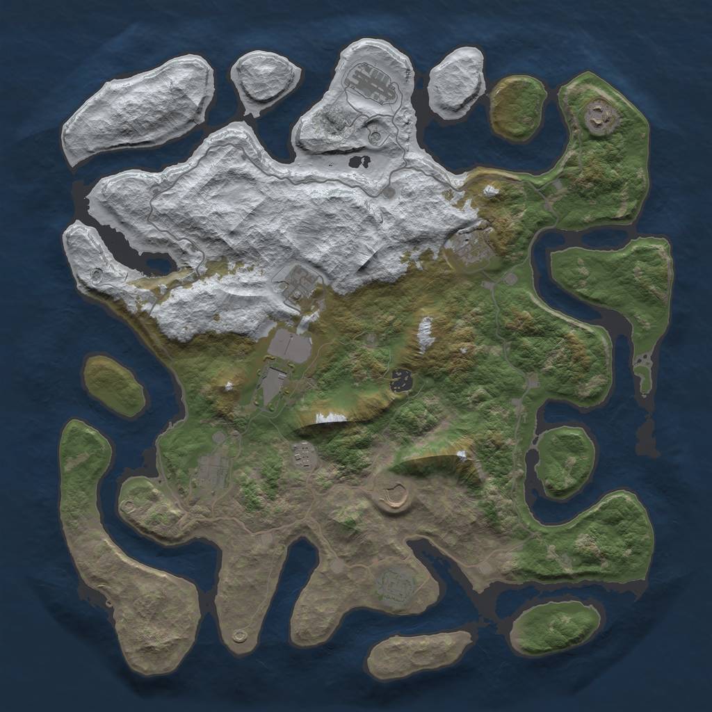 Rust Map: Barren, Size: 4500, Seed: 643346, 13 Monuments