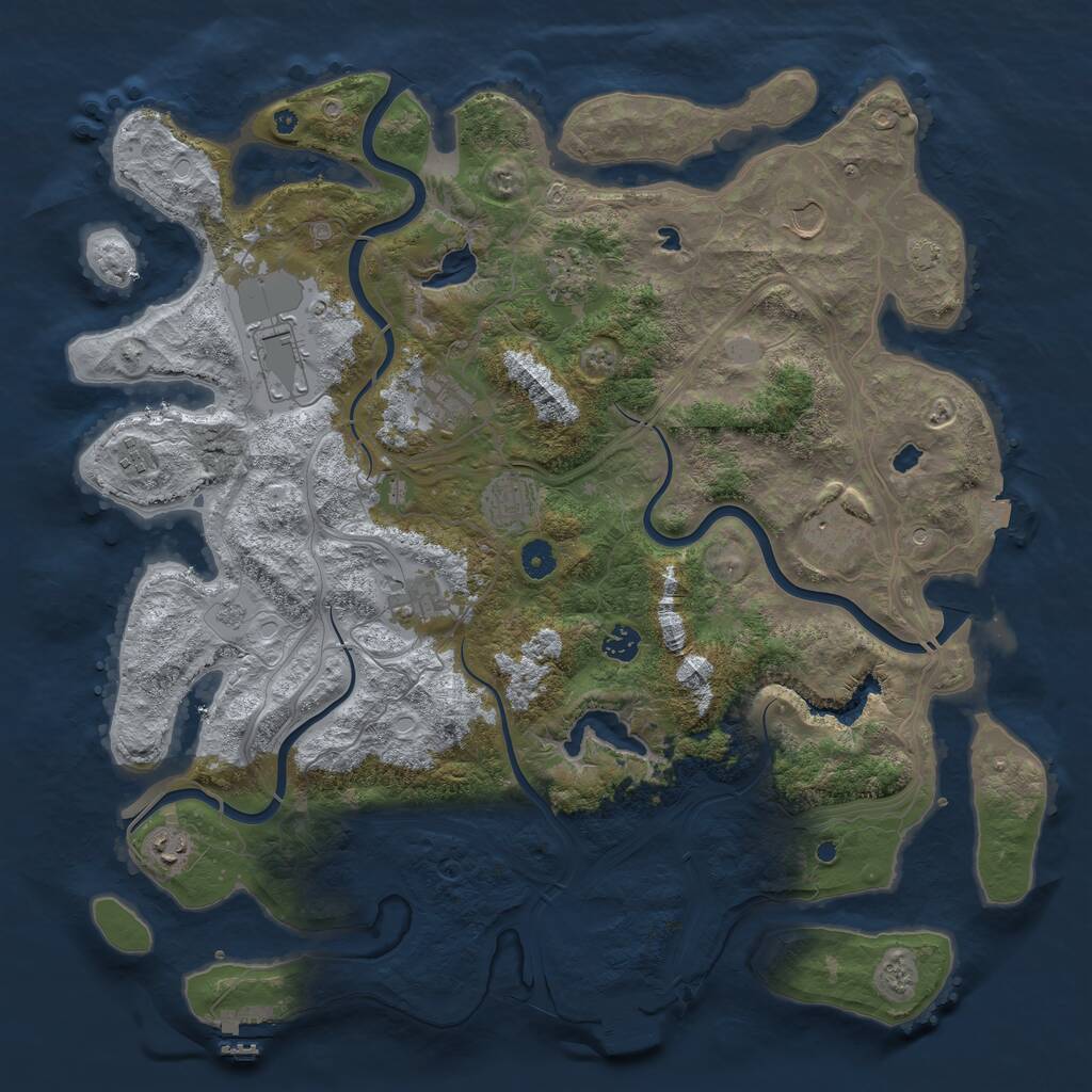 Rust Map: Procedural Map, Size: 4500, Seed: 1045665, 16 Monuments