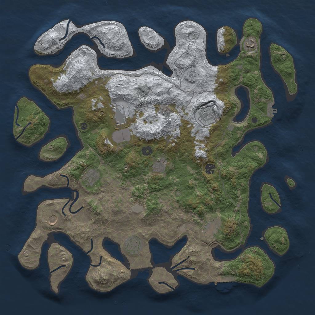 Rust Map: Procedural Map, Size: 4500, Seed: 1418008, 19 Monuments