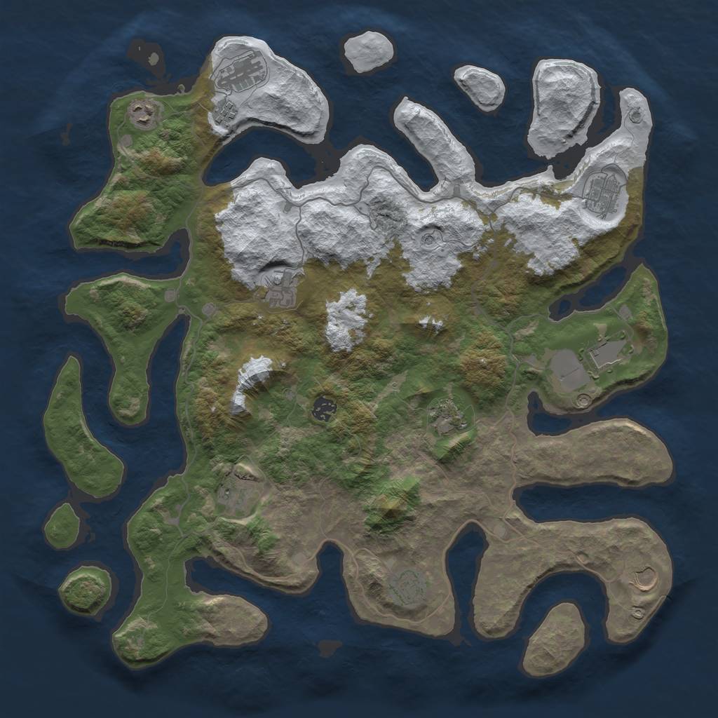 Rust Map: Barren, Size: 4500, Seed: 3561166, 14 Monuments