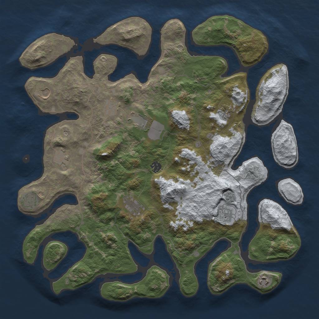 Rust Map: Barren, Size: 4500, Seed: 3531428, 14 Monuments