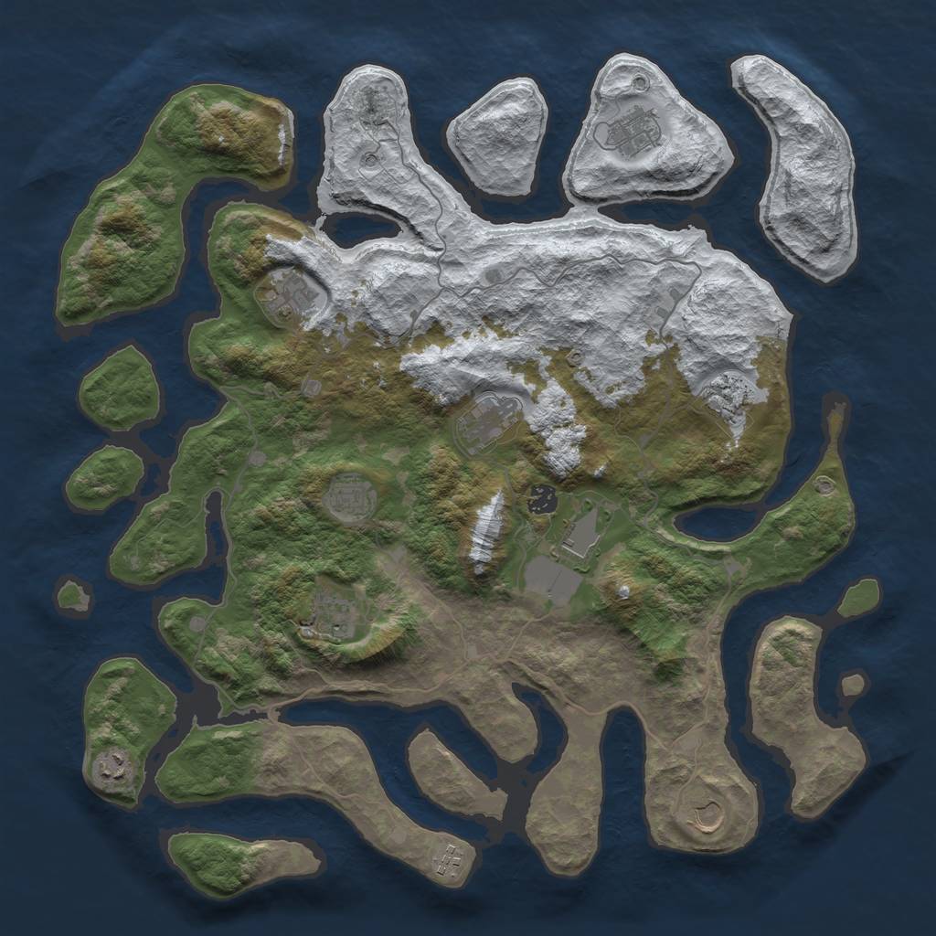 Rust Map: Barren, Size: 4500, Seed: 2300522, 14 Monuments