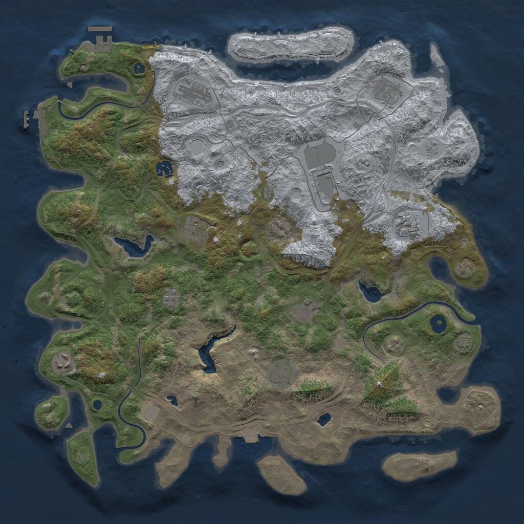Rust Map: Procedural Map, Size: 4500, Seed: 5290091, 16 Monuments