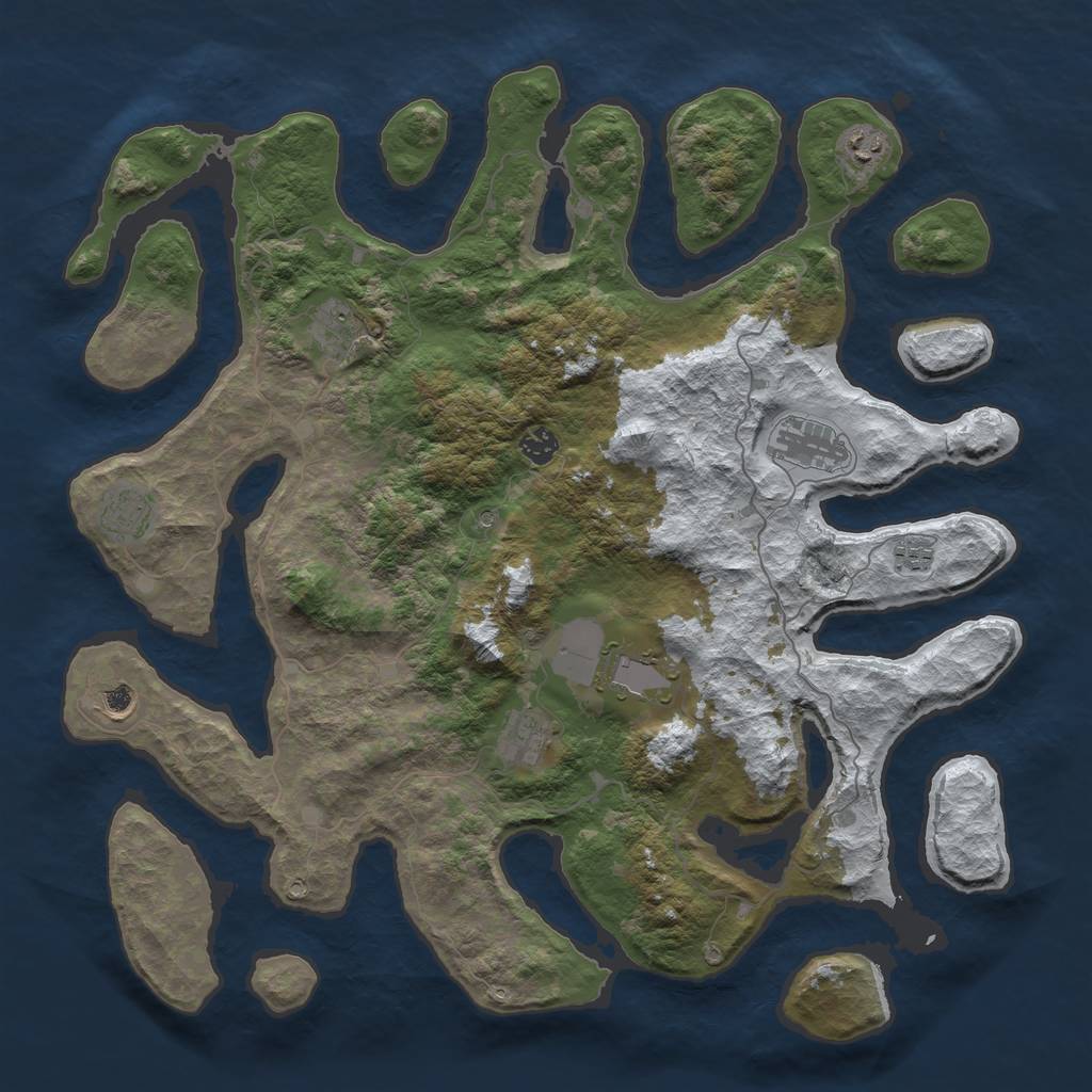 Rust Map: Barren, Size: 4500, Seed: 5525503, 12 Monuments