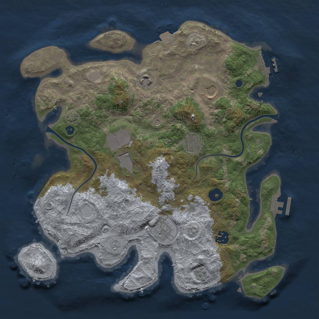 Rust Map: Procedural Map, Size: 3550, Seed: 437653, 13 Monuments