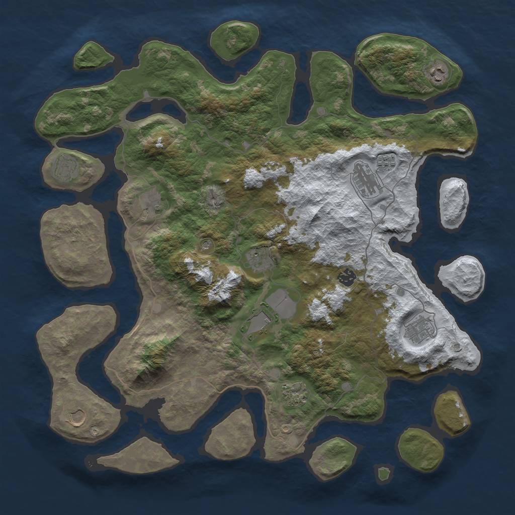 Rust Map: Barren, Size: 4500, Seed: 6165607, 14 Monuments