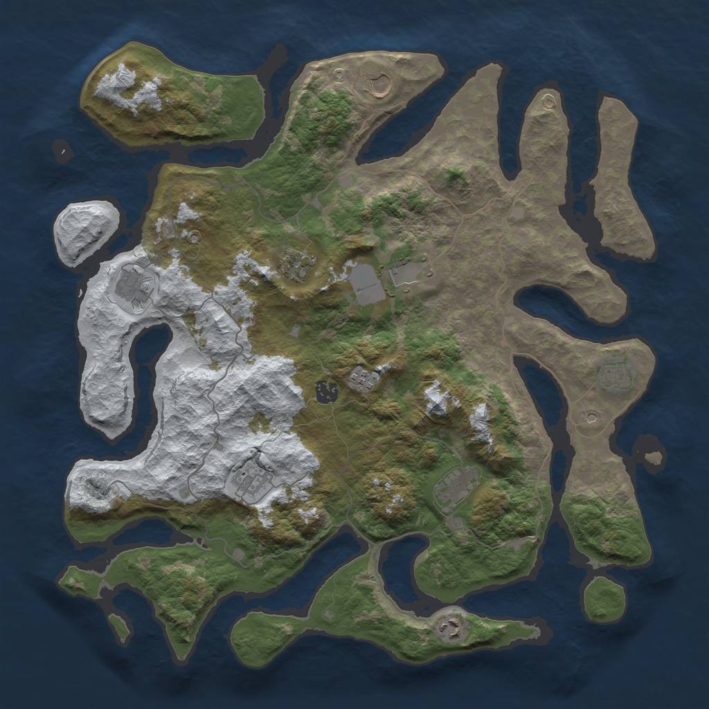 Rust Map: Barren, Size: 4500, Seed: 2358292, 13 Monuments