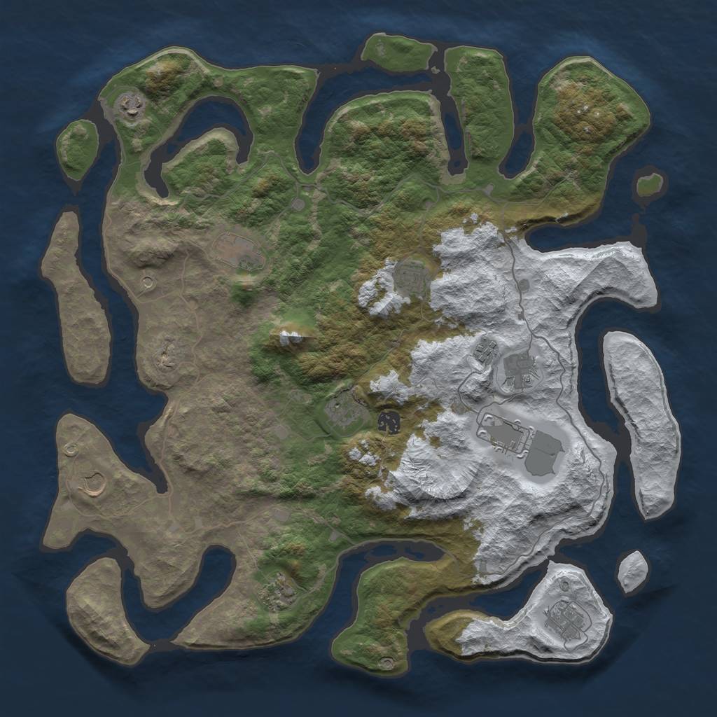 Rust Map: Barren, Size: 4500, Seed: 4441306, 14 Monuments