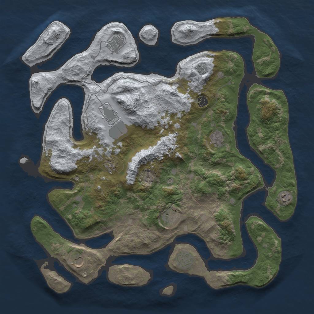 Rust Map: Barren, Size: 4500, Seed: 5838520, 13 Monuments