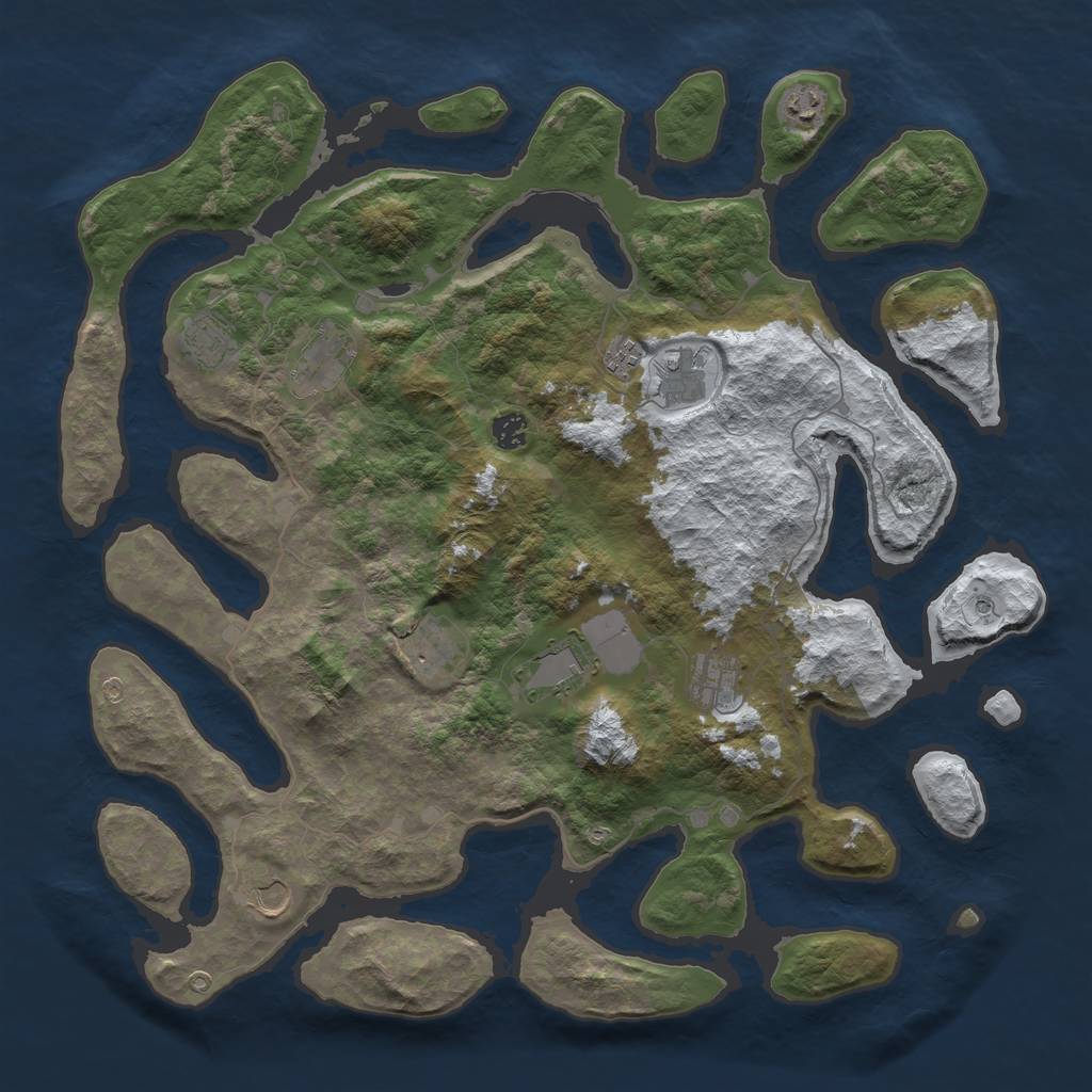Rust Map: Barren, Size: 4500, Seed: 699414, 13 Monuments