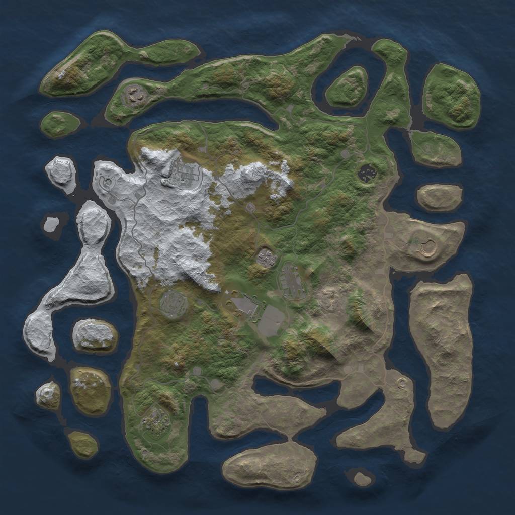 Rust Map: Barren, Size: 4500, Seed: 5443508, 12 Monuments