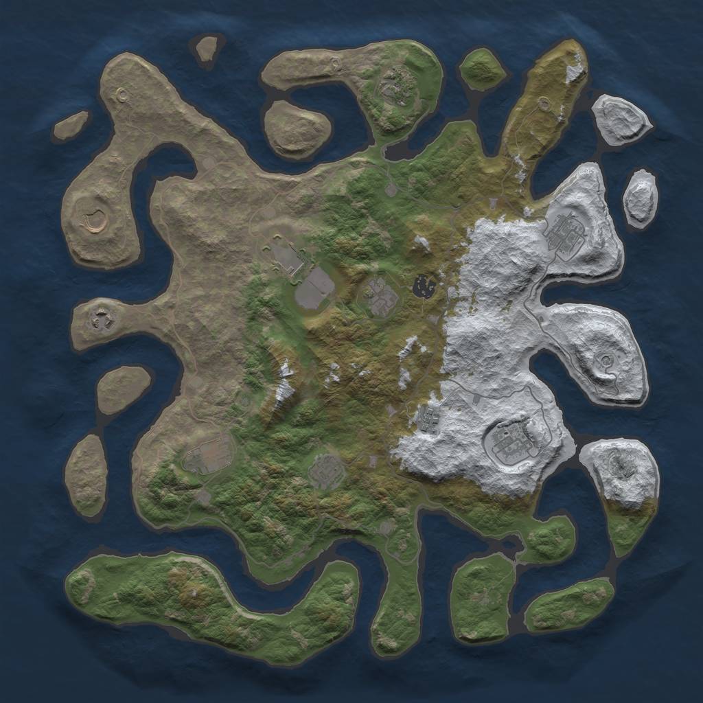 Rust Map: Barren, Size: 4500, Seed: 2027218, 14 Monuments