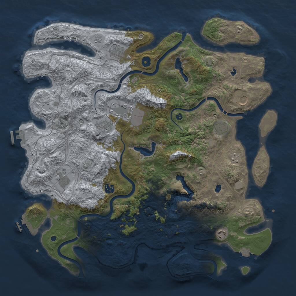 Rust Map: Procedural Map, Size: 4500, Seed: 3648101, 15 Monuments