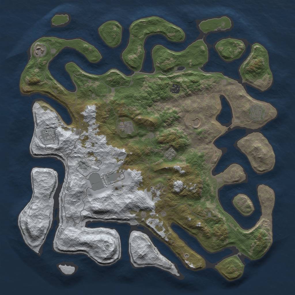 Rust Map: Barren, Size: 4500, Seed: 1499009, 12 Monuments
