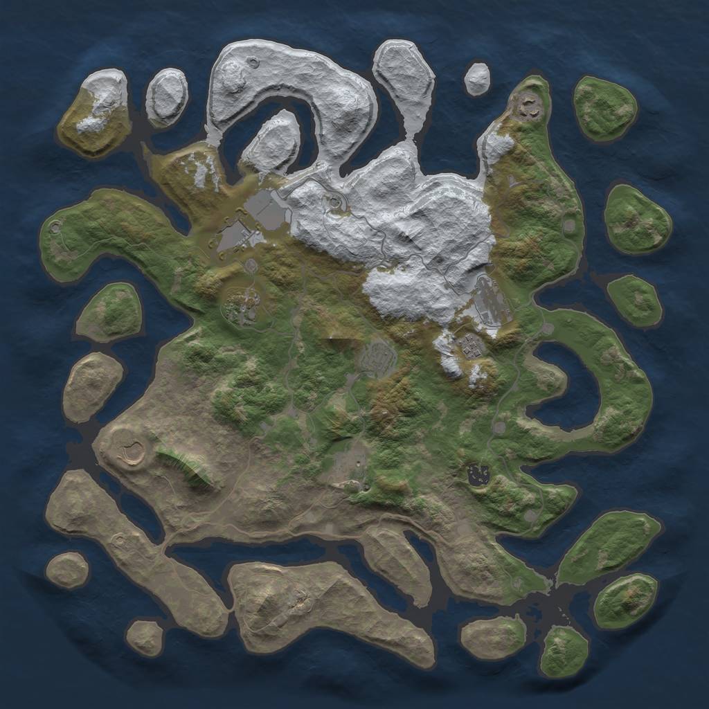 Rust Map: Barren, Size: 4500, Seed: 2248881, 12 Monuments