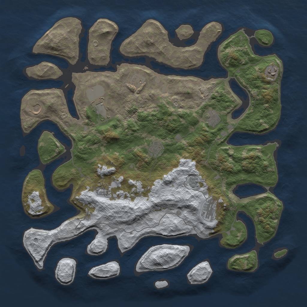 Rust Map: Barren, Size: 4500, Seed: 1607939, 12 Monuments