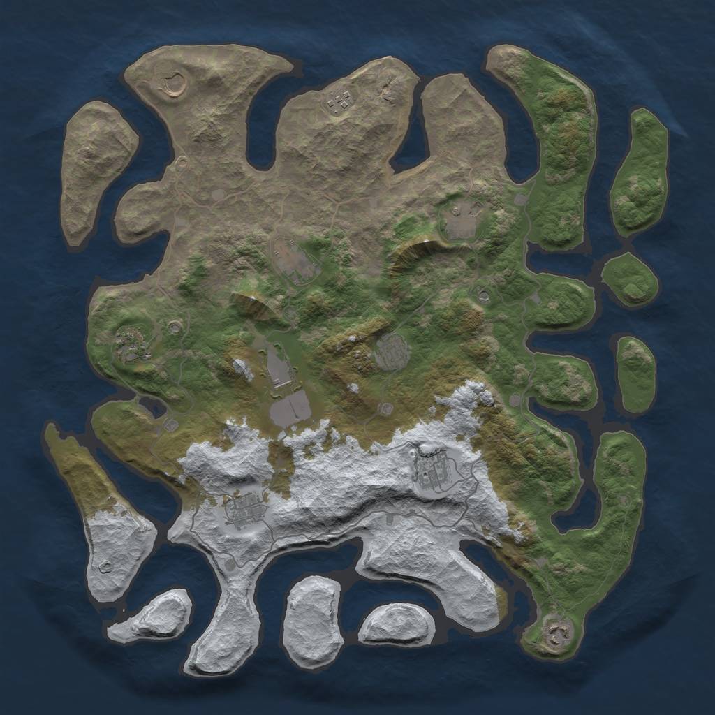 Rust Map: Barren, Size: 4500, Seed: 4830979, 13 Monuments