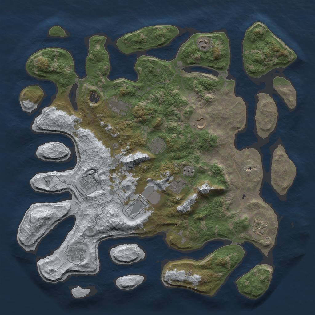 Rust Map: Barren, Size: 4500, Seed: 1408371, 14 Monuments