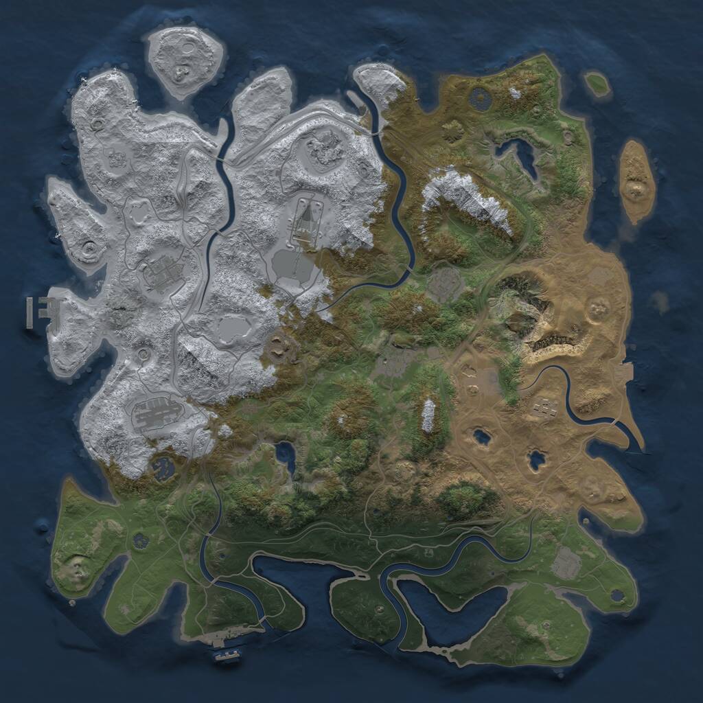 Rust Map: Procedural Map, Size: 4500, Seed: 6160899, 18 Monuments