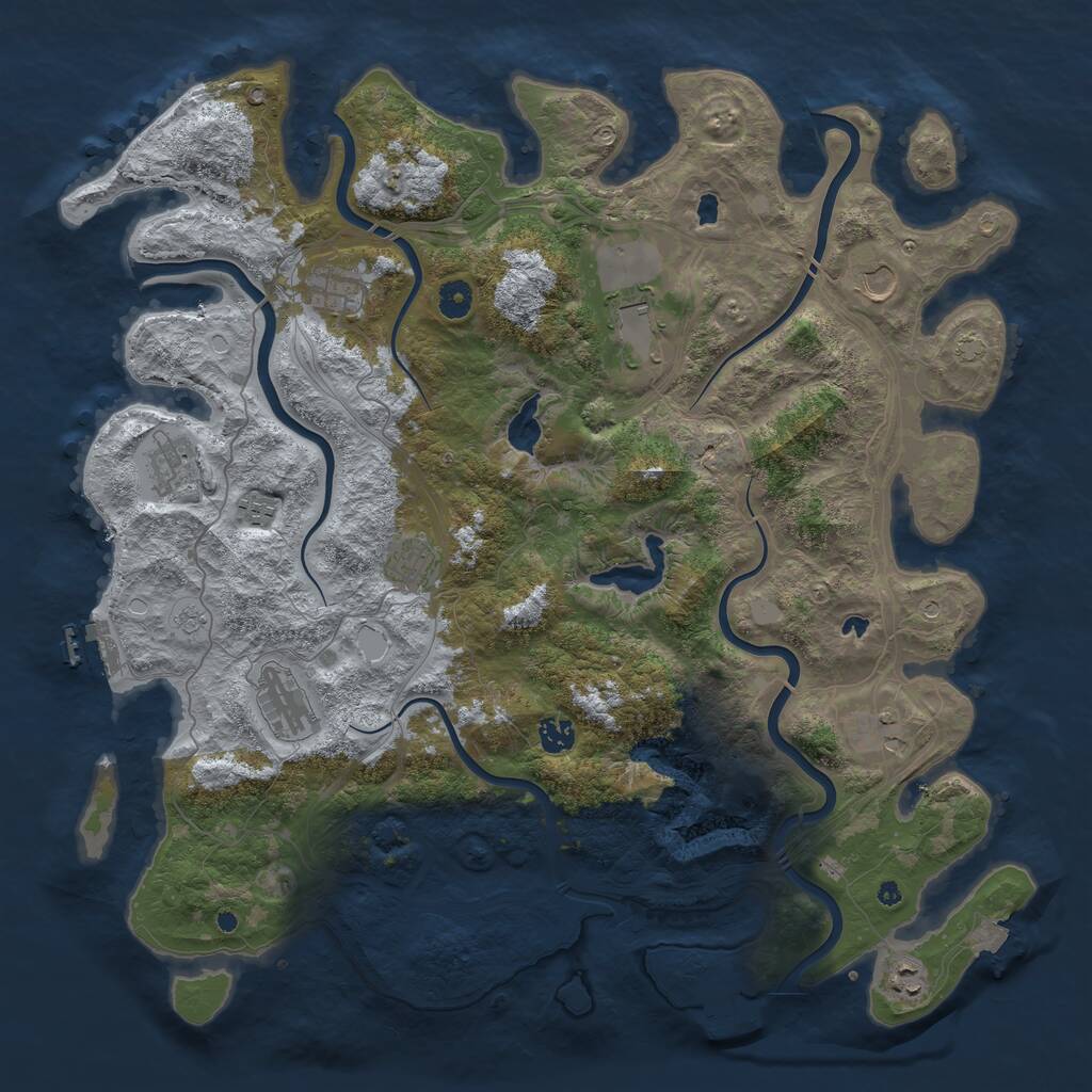 Rust Map: Procedural Map, Size: 4500, Seed: 3911049, 16 Monuments