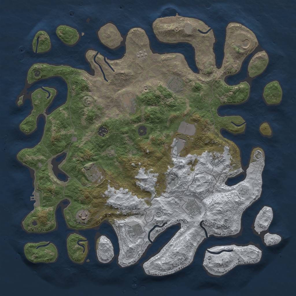 Rust Map: Procedural Map, Size: 4500, Seed: 372551, 20 Monuments