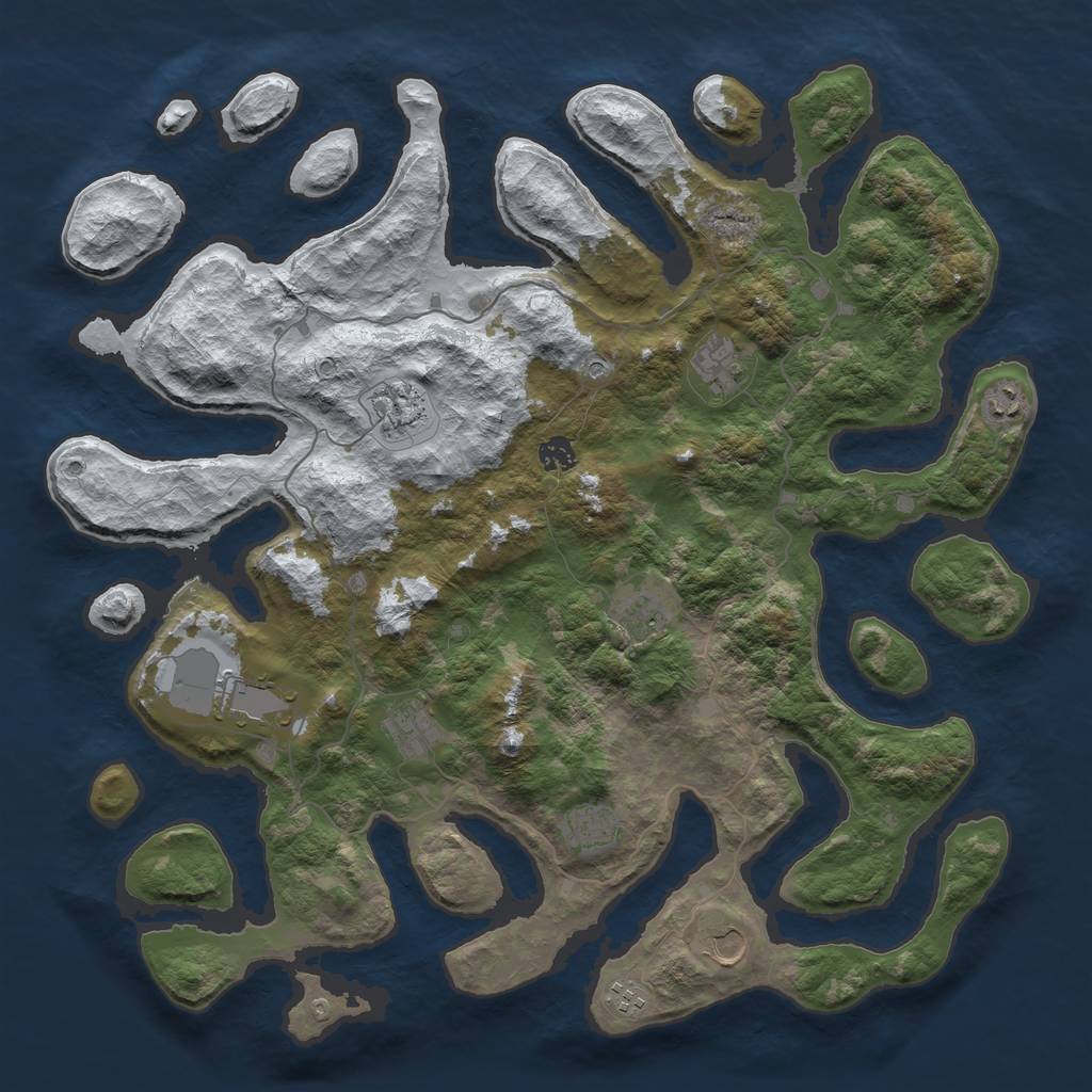 Rust Map: Barren, Size: 4500, Seed: 3710076, 13 Monuments
