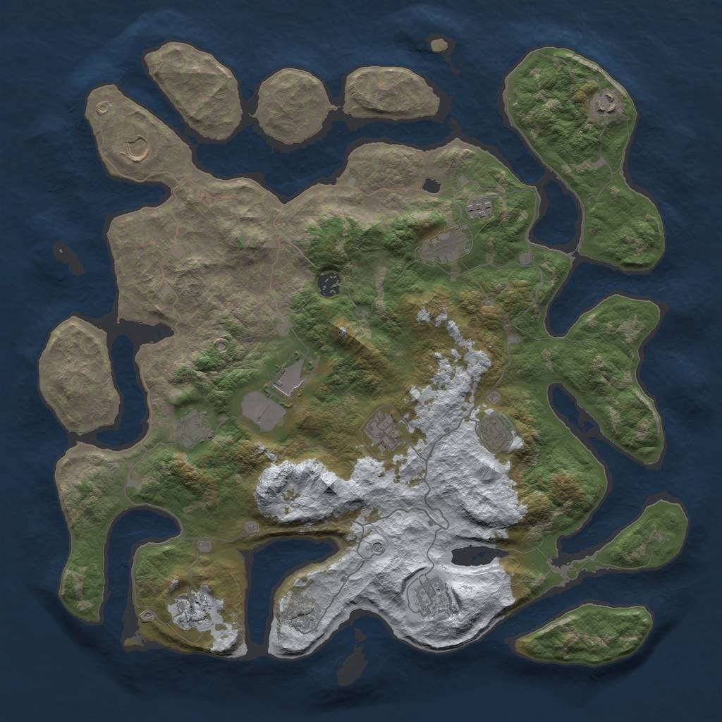 Rust Map: Barren, Size: 4500, Seed: 5729109, 14 Monuments