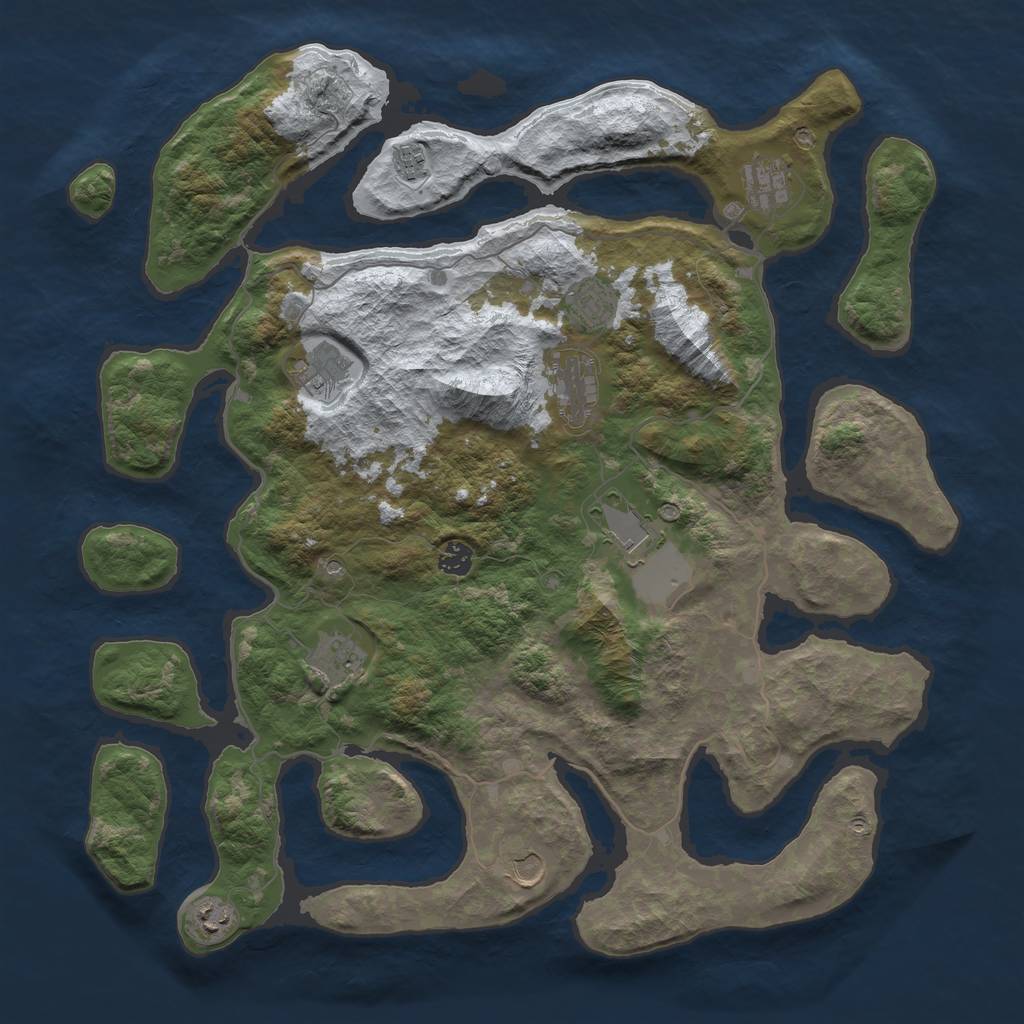 Rust Map: Barren, Size: 4500, Seed: 3502584, 13 Monuments
