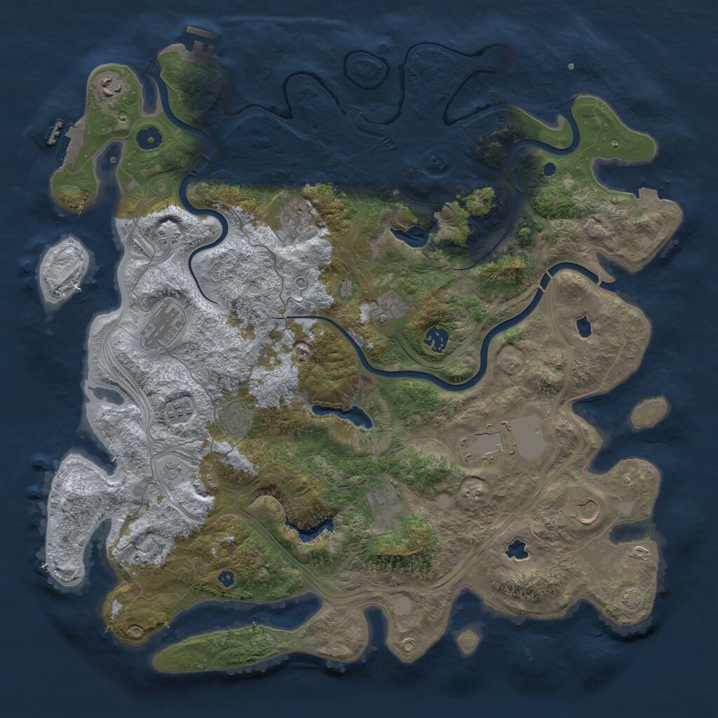 Rust Map: Procedural Map, Size: 4500, Seed: 464969, 17 Monuments