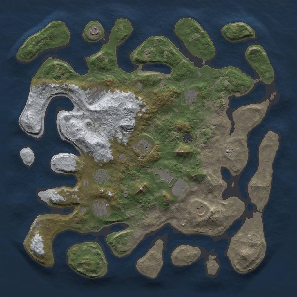Rust Map: Barren, Size: 4500, Seed: 6034717, 13 Monuments