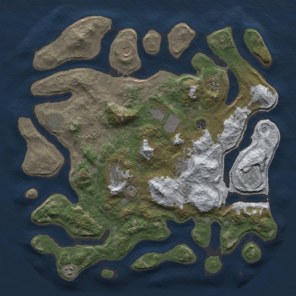 Rust Map: Barren, Size: 4500, Seed: 2685260, 13 Monuments
