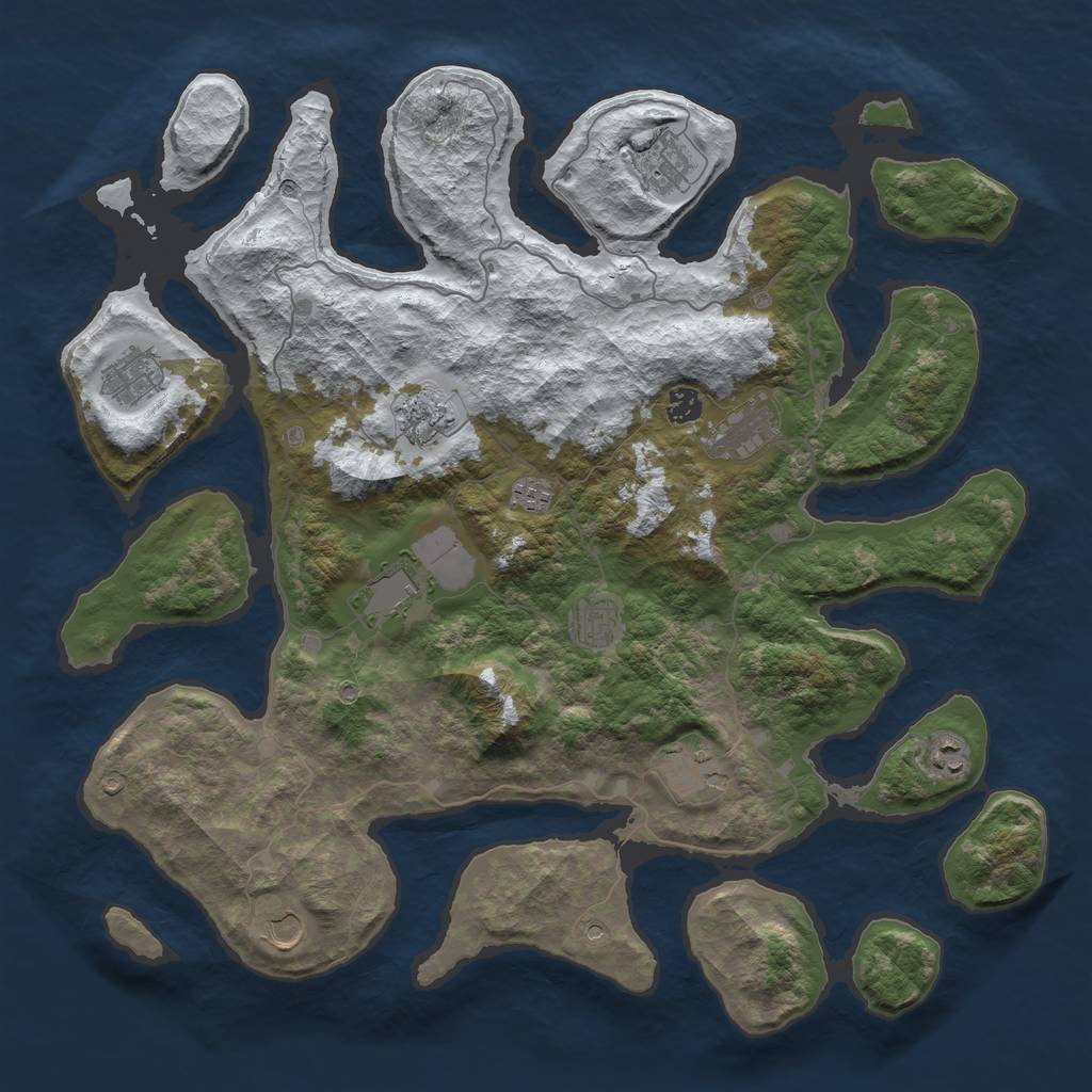 Rust Map: Barren, Size: 4500, Seed: 857564, 14 Monuments