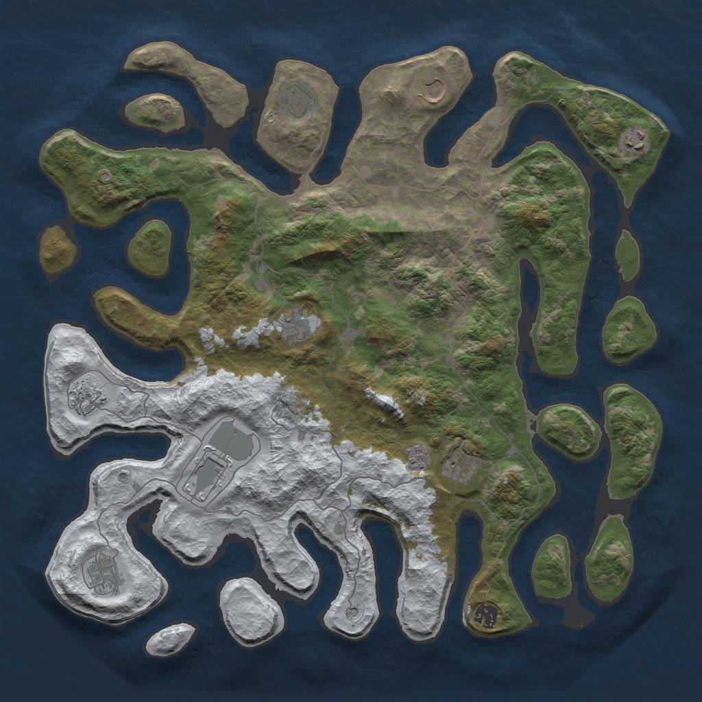 Rust Map: Barren, Size: 4500, Seed: 2526131, 13 Monuments