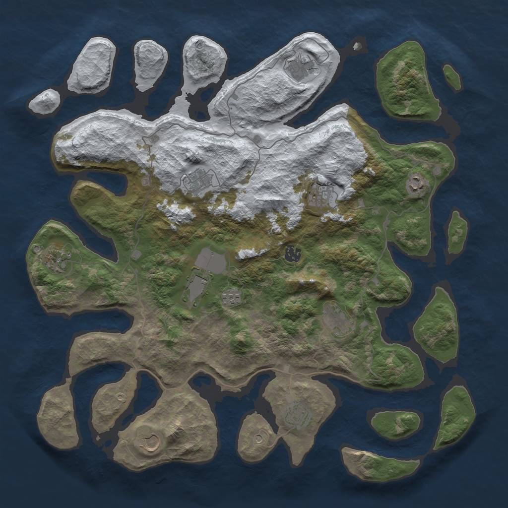 Rust Map: Barren, Size: 4500, Seed: 3207887, 14 Monuments