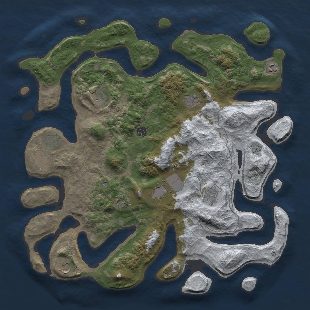 Rust Map: Barren, Size: 4500, Seed: 6249959, 14 Monuments