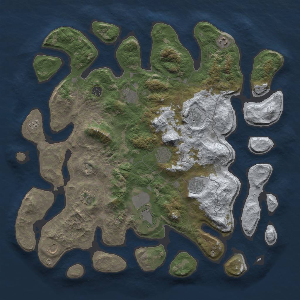 Rust Map: Barren, Size: 4500, Seed: 3633157, 13 Monuments