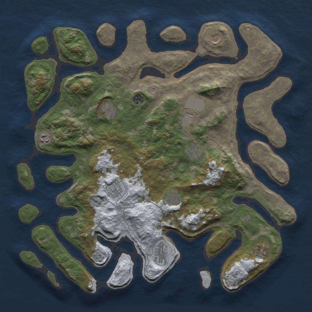 Rust Map: Barren, Size: 4500, Seed: 4711694, 14 Monuments