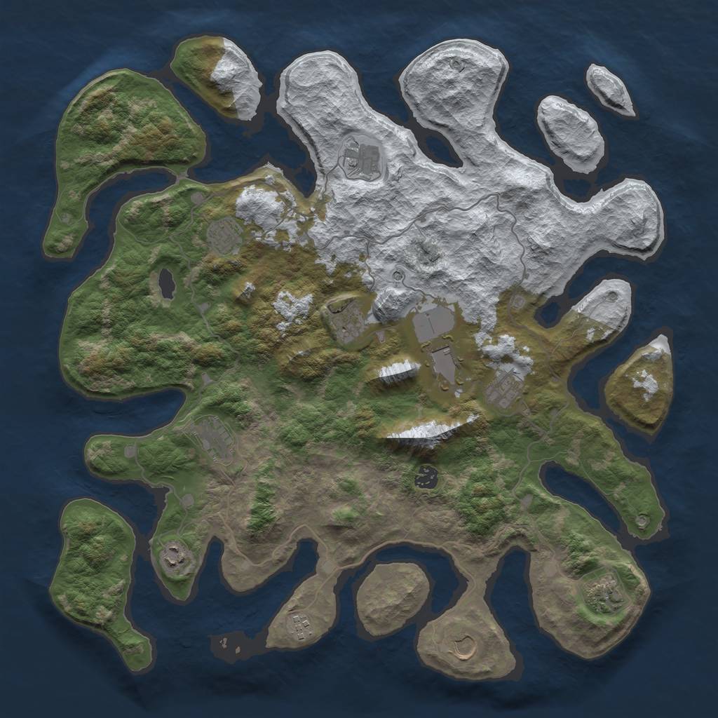 Rust Map: Barren, Size: 4500, Seed: 5044005, 14 Monuments