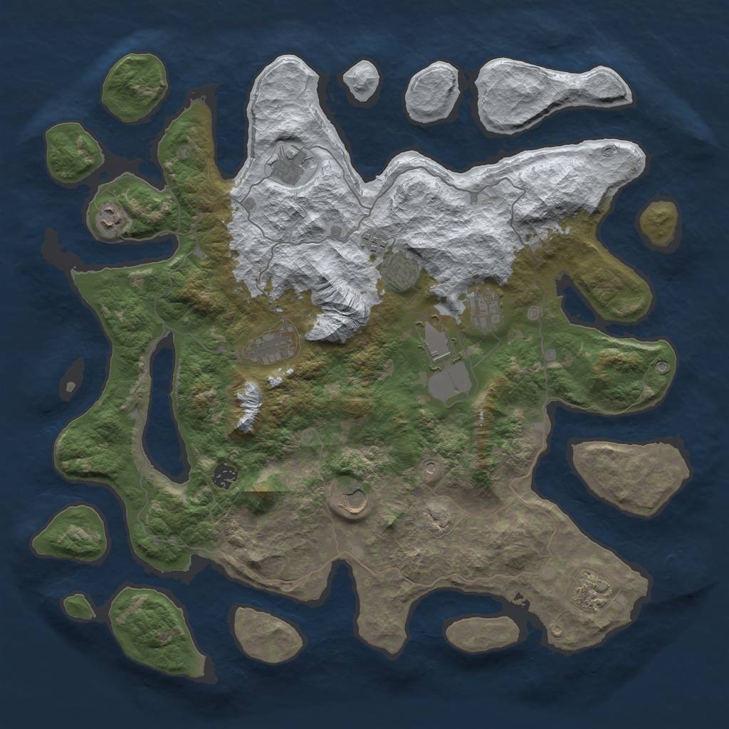 Rust Map: Barren, Size: 4500, Seed: 1449875, 13 Monuments