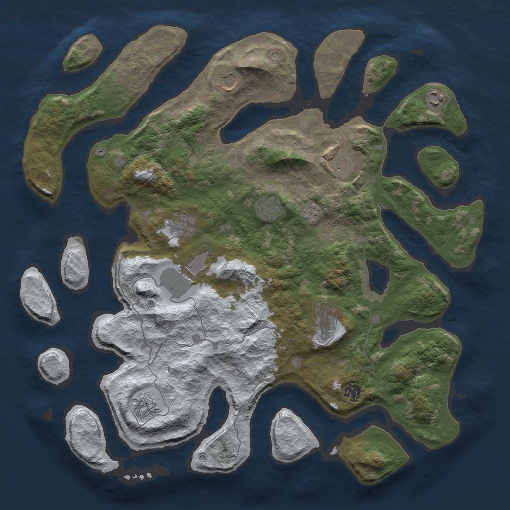 Rust Map: Barren, Size: 4500, Seed: 3627579, 13 Monuments