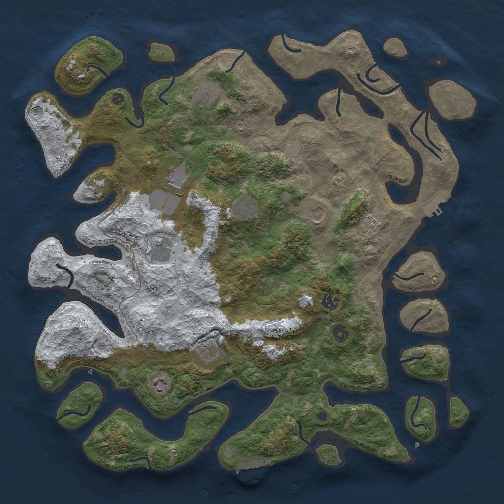 Rust Map: Procedural Map, Size: 4500, Seed: 6033341, 18 Monuments