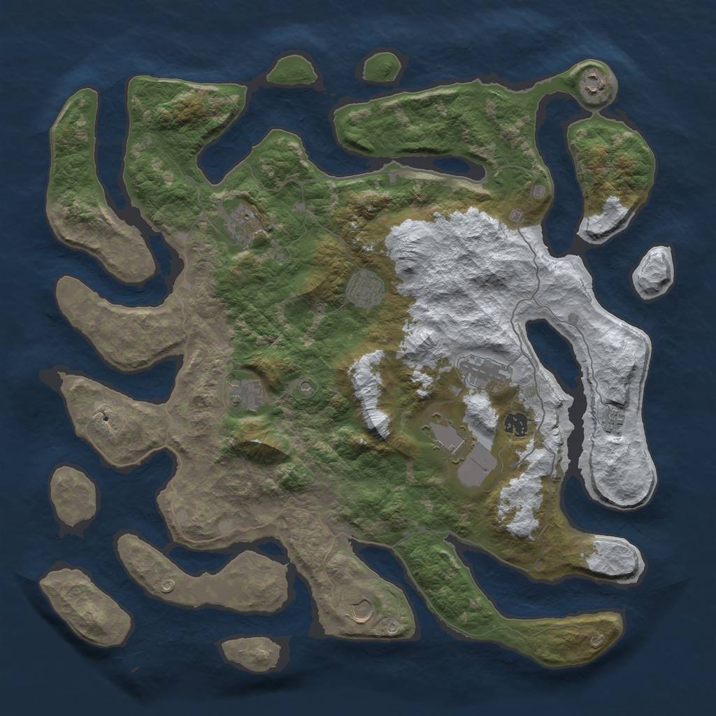 Rust Map: Barren, Size: 4500, Seed: 6279407, 12 Monuments
