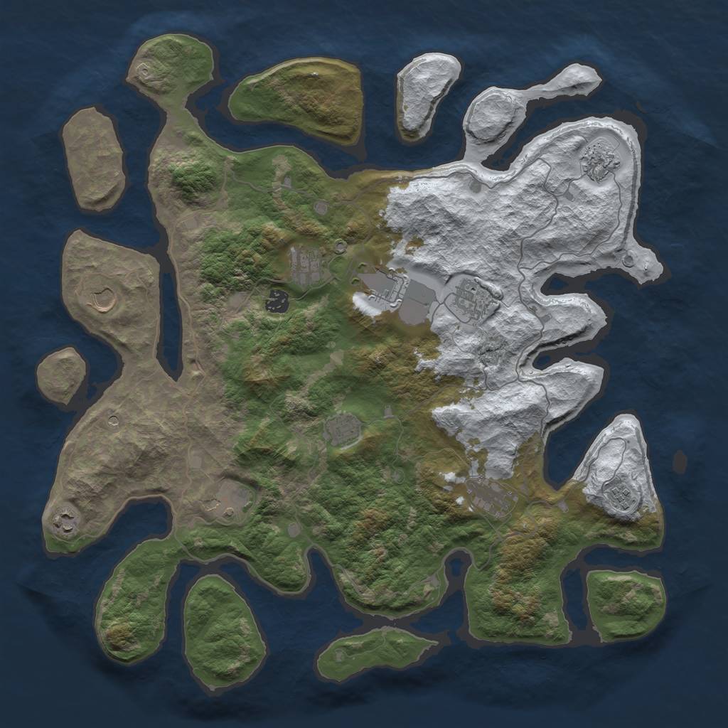 Rust Map: Barren, Size: 4500, Seed: 3583962, 14 Monuments