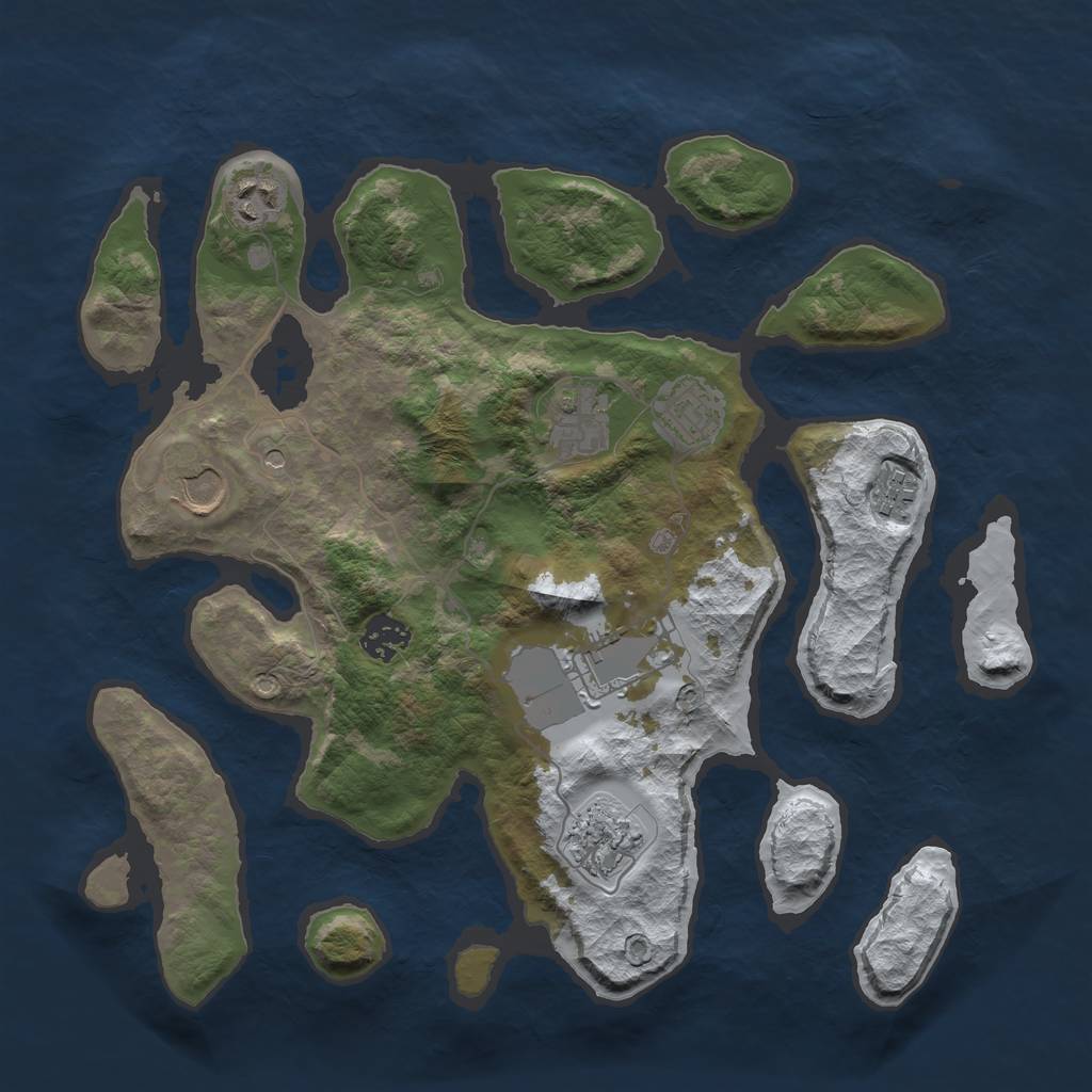 Rust Map: Barren, Size: 3500, Seed: 17486, 11 Monuments