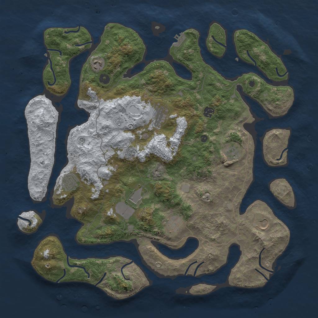 Rust Map: Procedural Map, Size: 4500, Seed: 3094740, 17 Monuments