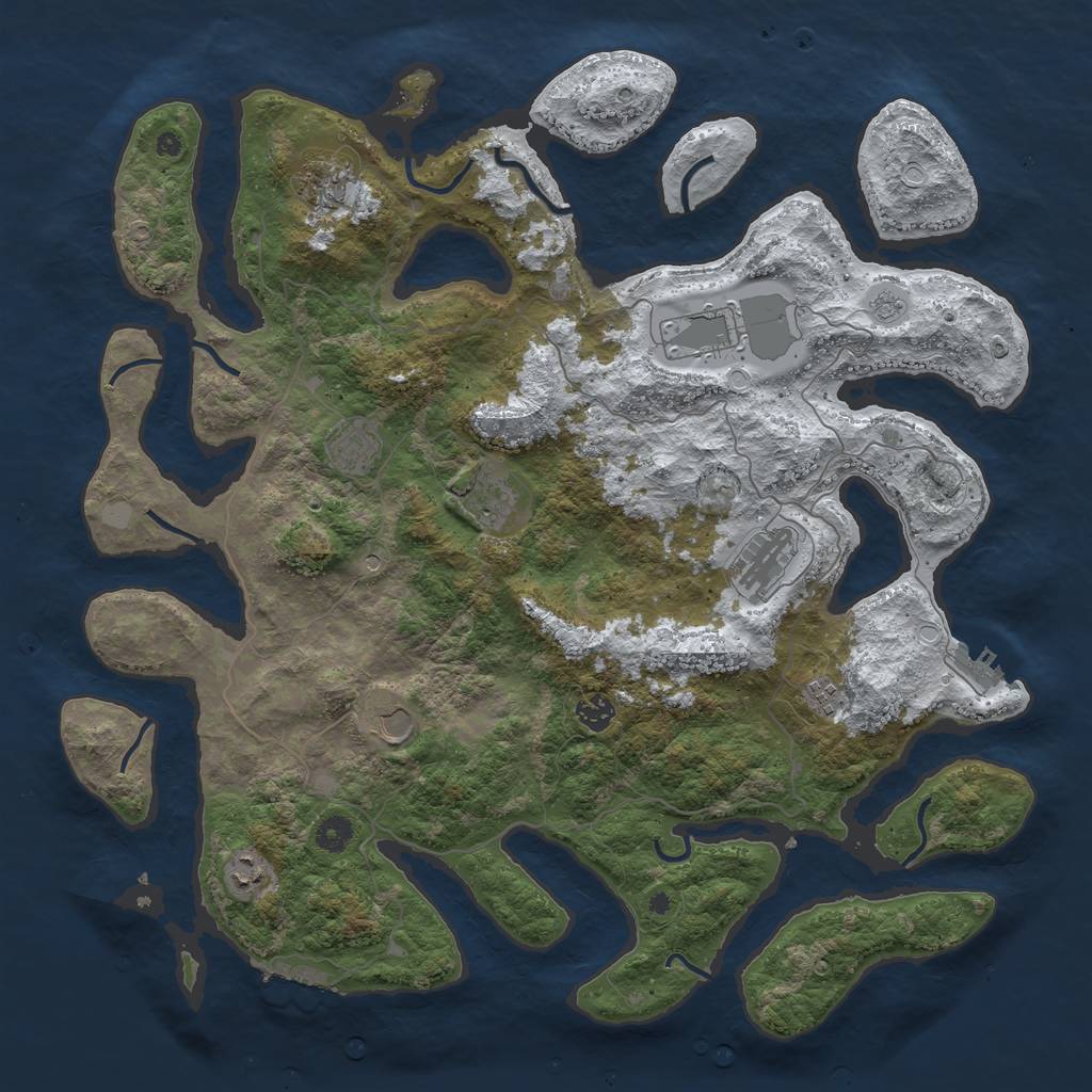 Rust Map: Procedural Map, Size: 4500, Seed: 1858993, 18 Monuments